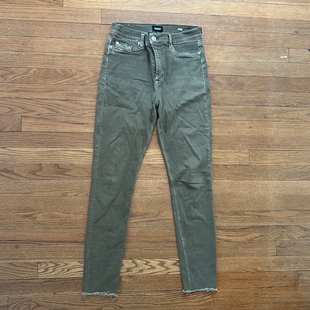 Hudson High Waist Barbara Super Skinny Jeans Green